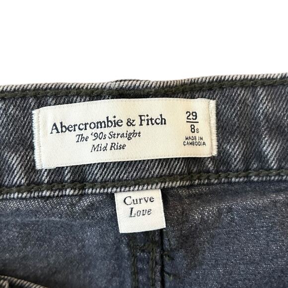 Abercrombie & Fitch Black Mid Rise 90s Straight Jean Size 29 US 8 Grey - Picture 4 of 5
